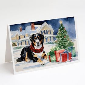 Entlebucher Mountain Dog Cozy Christmas Greeting Cards Pack of 8 Blank Cards with Envelopes Whimsical A7 Size 5x7 Blank Note Cards