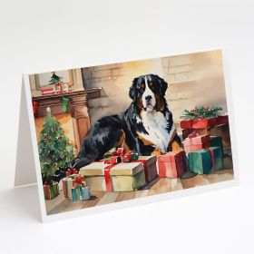Bernese Mountain Dog Cozy Christmas Greeting Cards Pack of 8 Blank Cards with Envelopes Whimsical A7 Size 5x7 Blank Note Cards