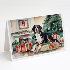 Greater Swiss Mountain Dog Cozy Christmas Greeting Cards Pack of 8 Blank Cards with Envelopes Whimsical A7 Size 5x7 Blank Note Cards