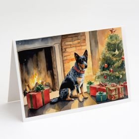 Australian Cattle Dog Cozy Christmas Greeting Cards Pack of 8 Blank Cards with Envelopes Whimsical A7 Size 5x7 Blank Note Cards