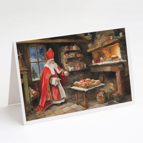 Cookies with Santa Claus Sinterklaas Greeting Cards Pack of 8 Blank Cards with Envelopes Whimsical A7 Size 5x7 Blank Note Cards