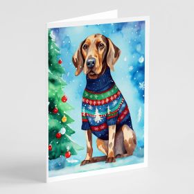 Coonhound Christmas Greeting Cards Pack of 8 Blank Cards with Envelopes Whimsical A7 Size 5x7 Blank Note Cards