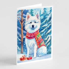 American Eskimo Christmas Greeting Cards Pack of 8 Blank Cards with Envelopes Whimsical A7 Size 5x7 Blank Note Cards