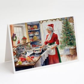 Cookies with Santa Claus Mrs. Claus Greeting Cards Pack of 8 Blank Cards with Envelopes Whimsical A7 Size 5x7 Blank Note Cards