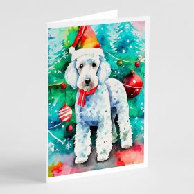 Bedlington Terrier Christmas Greeting Cards Pack of 8 Blank Cards with Envelopes Whimsical A7 Size 5x7 Blank Note Cards