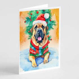 Bullmastiff Christmas Greeting Cards Pack of 8 Blank Cards with Envelopes Whimsical A7 Size 5x7 Blank Note Cards