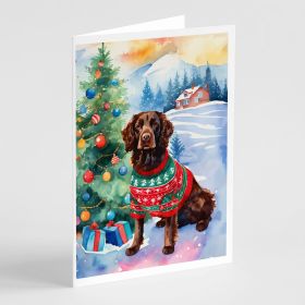 American Water Spaniel Christmas Greeting Cards Pack of 8 Blank Cards with Envelopes Whimsical A7 Size 5x7 Blank Note Cards