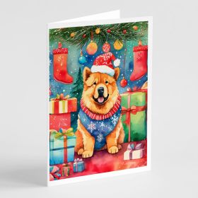 Chow Chow Christmas Greeting Cards Pack of 8 Blank Cards with Envelopes Whimsical A7 Size 5x7 Blank Note Cards