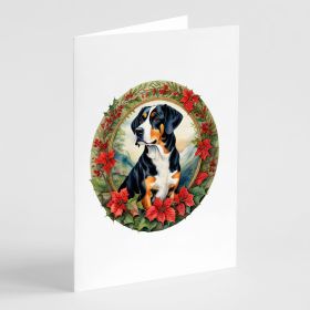 Entlebucher Mountain Dog Christmas Flowers Greeting Cards Pack of 8 Blank Cards with Envelopes Whimsical A7 Size 5x7 Blank Note Cards