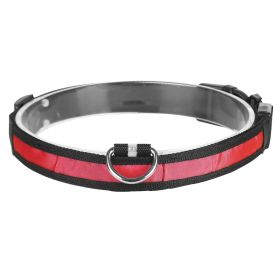 LED Dog Collar USB Rechargeable Adjustable Dog Safety Collar Night Safety Flashing Luminous Light up Collar (Option: DogCollarXLRed)