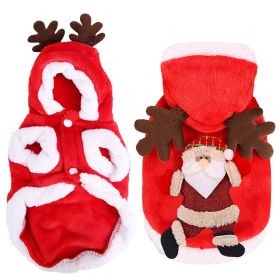 Pet Christmas Clothes Santa Claus Reindeer Antlers Costume Winter Outfit New Year Coat For Small Medium Dogs Cats Available in S/M/L/XL (Option: PetClothesRedXL)