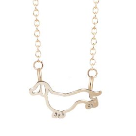 Hollow Animal Dog Necklace Dachshund Pendant Women's (Color: Gold)
