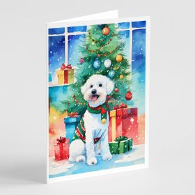Bichon Frise Christmas Greeting Cards Pack of 8 Blank Cards with Envelopes Whimsical A7 Size 5x7 Blank Note Cards (Default: Default)