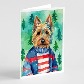Australian Terrier Christmas Greeting Cards Pack of 8 Blank Cards with Envelopes Whimsical A7 Size 5x7 Blank Note Cards (Default: Default)