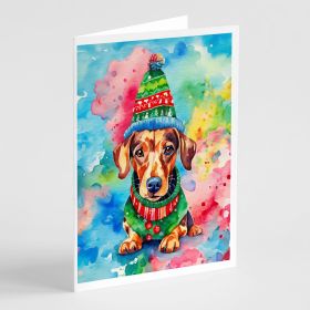 Dachshund Christmas Greeting Cards Pack of 8 Blank Cards with Envelopes Whimsical A7 Size 5x7 Blank Note Cards (Default: Default)
