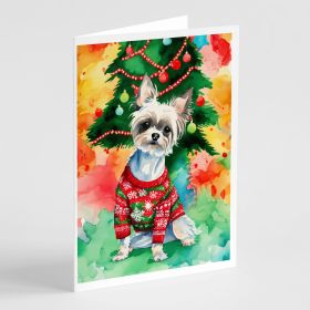 Chinese Crested Christmas Greeting Cards Pack of 8 Blank Cards with Envelopes Whimsical A7 Size 5x7 Blank Note Cards (Default: Default)