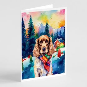 English Cocker Spaniel Christmas Greeting Cards Pack of 8 Blank Cards with Envelopes Whimsical A7 Size 5x7 Blank Note Cards (Default: Default)