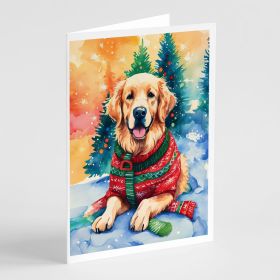 Golden Retriever Christmas Greeting Cards Pack of 8 Blank Cards with Envelopes Whimsical A7 Size 5x7 Blank Note Cards (Default: Default)