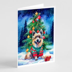 Keeshond Christmas Greeting Cards Pack of 8 Blank Cards with Envelopes Whimsical A7 Size 5x7 Blank Note Cards (Default: Default)