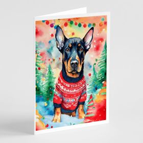 Doberman Pinscher Christmas Greeting Cards Pack of 8 Blank Cards with Envelopes Whimsical A7 Size 5x7 Blank Note Cards (Default: Default)