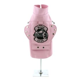 Biker Dawg Motorcycle Dog Jacket (Color: Pink, size: 3X-Large)